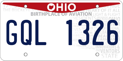 OH license plate GQL1326