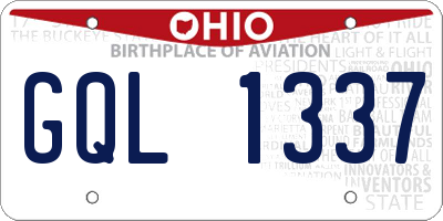 OH license plate GQL1337