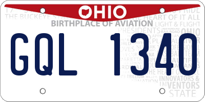 OH license plate GQL1340