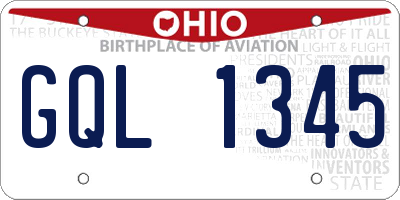 OH license plate GQL1345