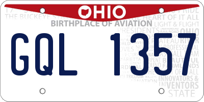 OH license plate GQL1357