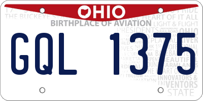 OH license plate GQL1375