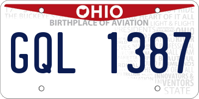 OH license plate GQL1387