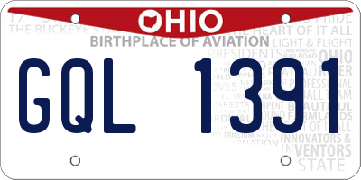 OH license plate GQL1391