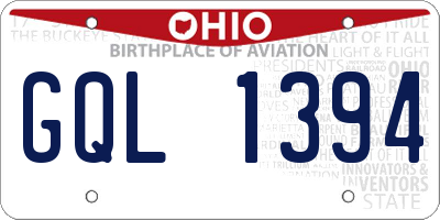 OH license plate GQL1394