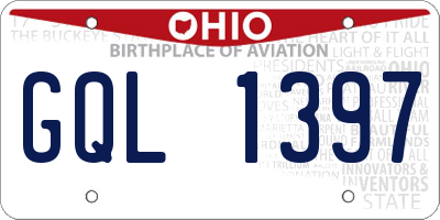 OH license plate GQL1397