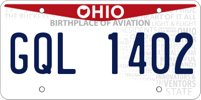 OH license plate GQL1402