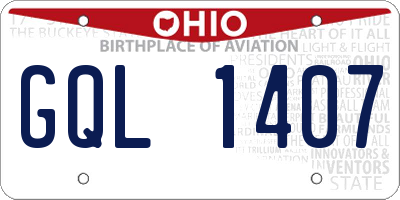 OH license plate GQL1407