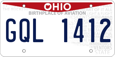 OH license plate GQL1412