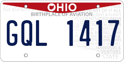 OH license plate GQL1417
