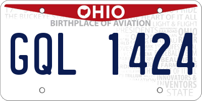 OH license plate GQL1424