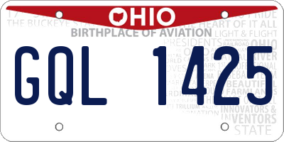 OH license plate GQL1425