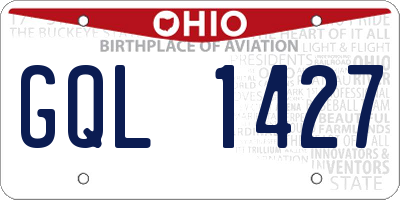 OH license plate GQL1427