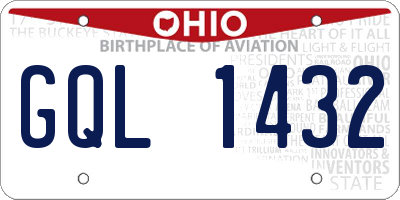 OH license plate GQL1432