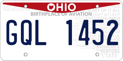 OH license plate GQL1452