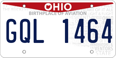 OH license plate GQL1464