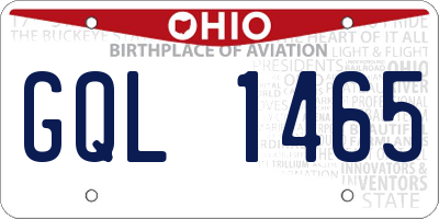 OH license plate GQL1465