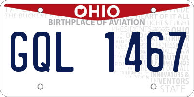 OH license plate GQL1467
