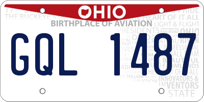 OH license plate GQL1487