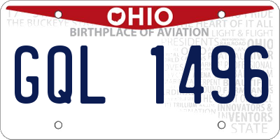 OH license plate GQL1496