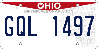 OH license plate GQL1497
