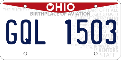 OH license plate GQL1503