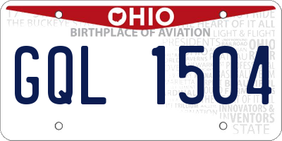 OH license plate GQL1504