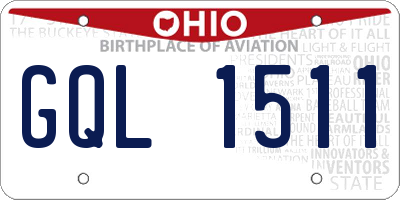 OH license plate GQL1511