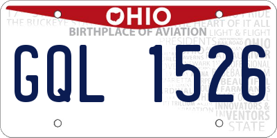 OH license plate GQL1526
