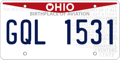 OH license plate GQL1531