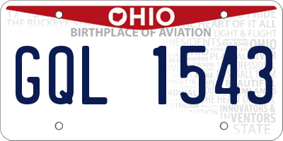 OH license plate GQL1543