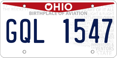 OH license plate GQL1547