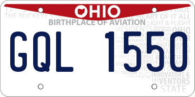 OH license plate GQL1550