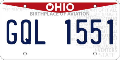OH license plate GQL1551