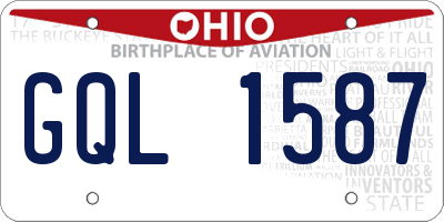 OH license plate GQL1587