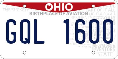 OH license plate GQL1600