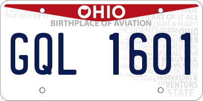 OH license plate GQL1601