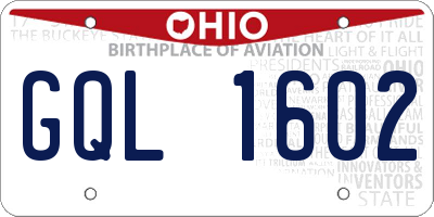 OH license plate GQL1602