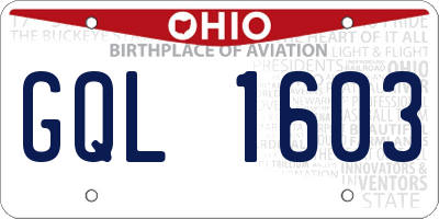 OH license plate GQL1603