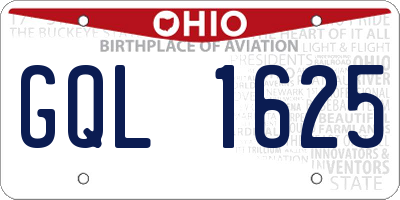 OH license plate GQL1625