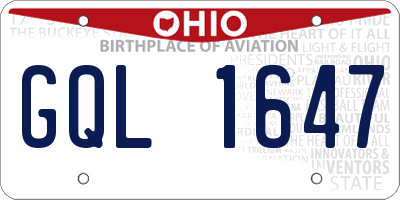 OH license plate GQL1647