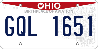 OH license plate GQL1651