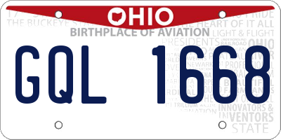 OH license plate GQL1668