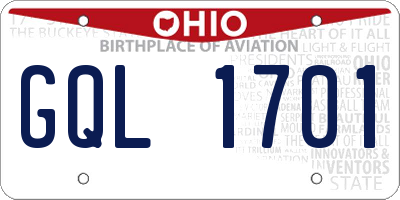 OH license plate GQL1701