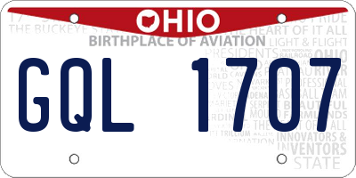 OH license plate GQL1707