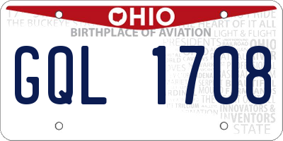 OH license plate GQL1708