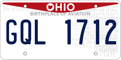 OH license plate GQL1712