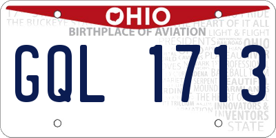 OH license plate GQL1713