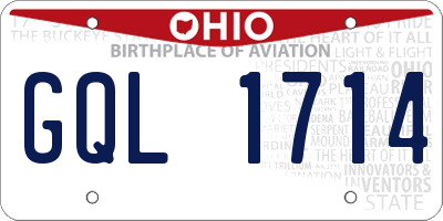 OH license plate GQL1714