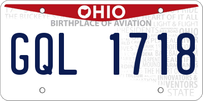 OH license plate GQL1718